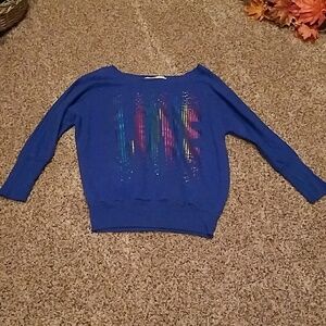 Derek Heart abstract rainbow love sweater Size Small
